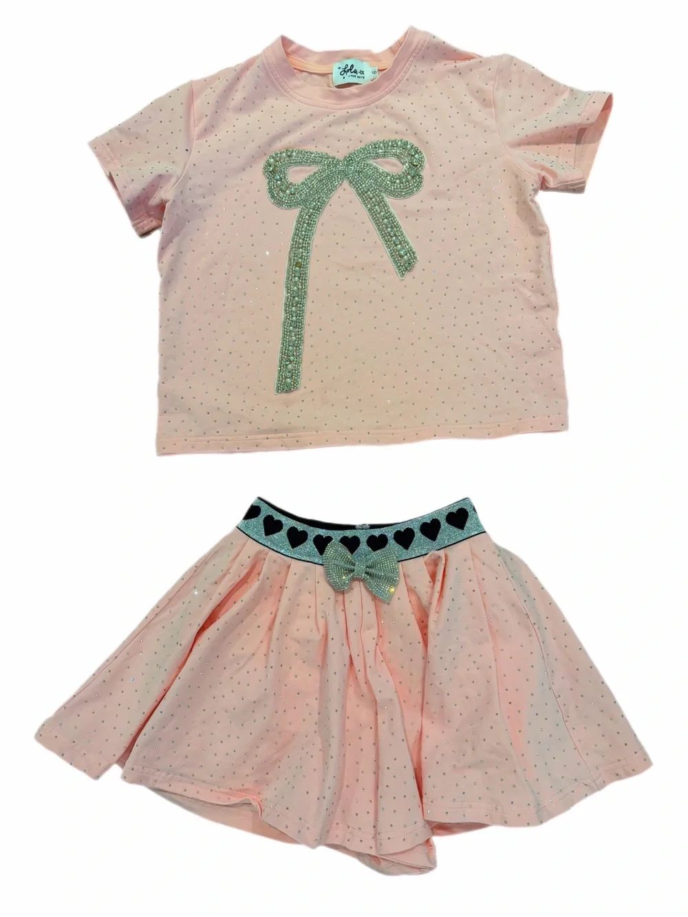 Lola + The Boys Pink Girls Matching Set with Heart Belt